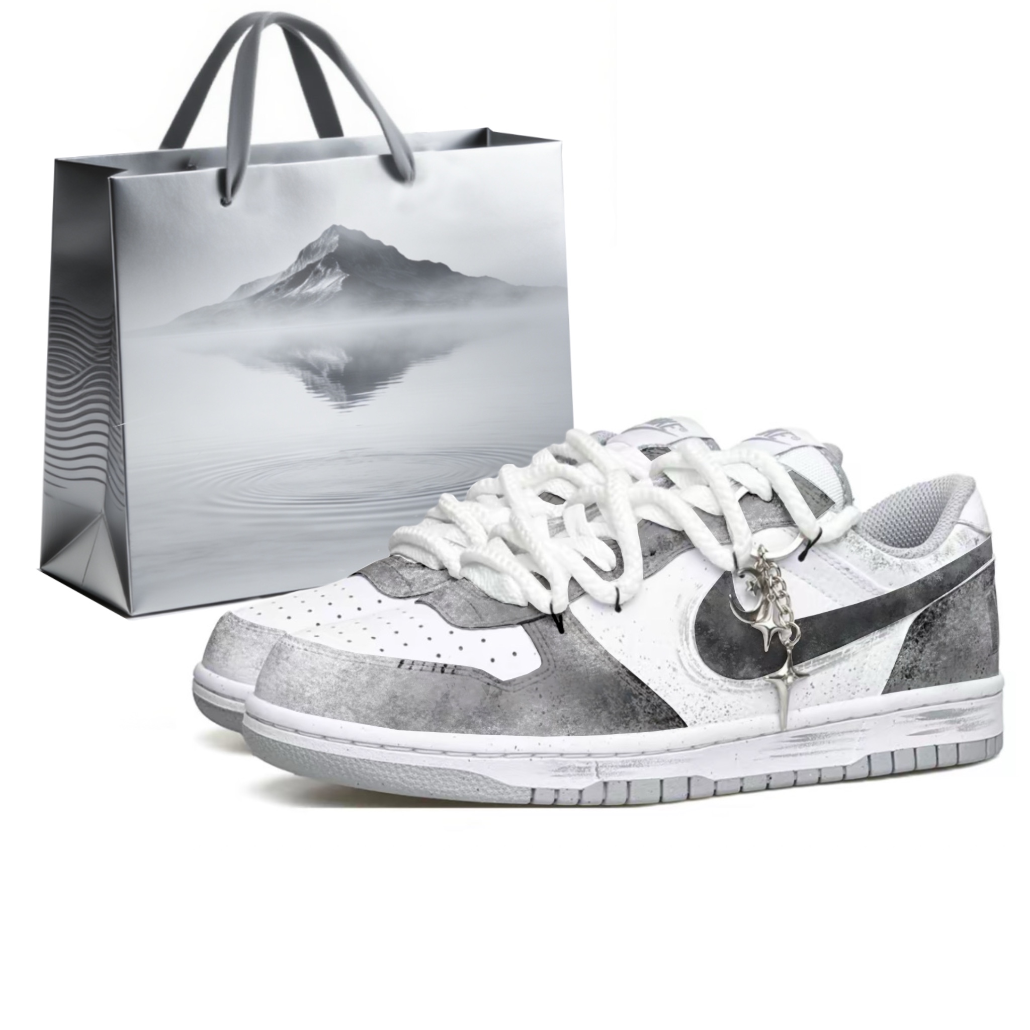 

Кроссовки для скейтбординга Dunk Galileo Manufacturing с увеличенной высотой, устойчивые к истиранию и скольжению, низкие, мужские Nike, белый серый