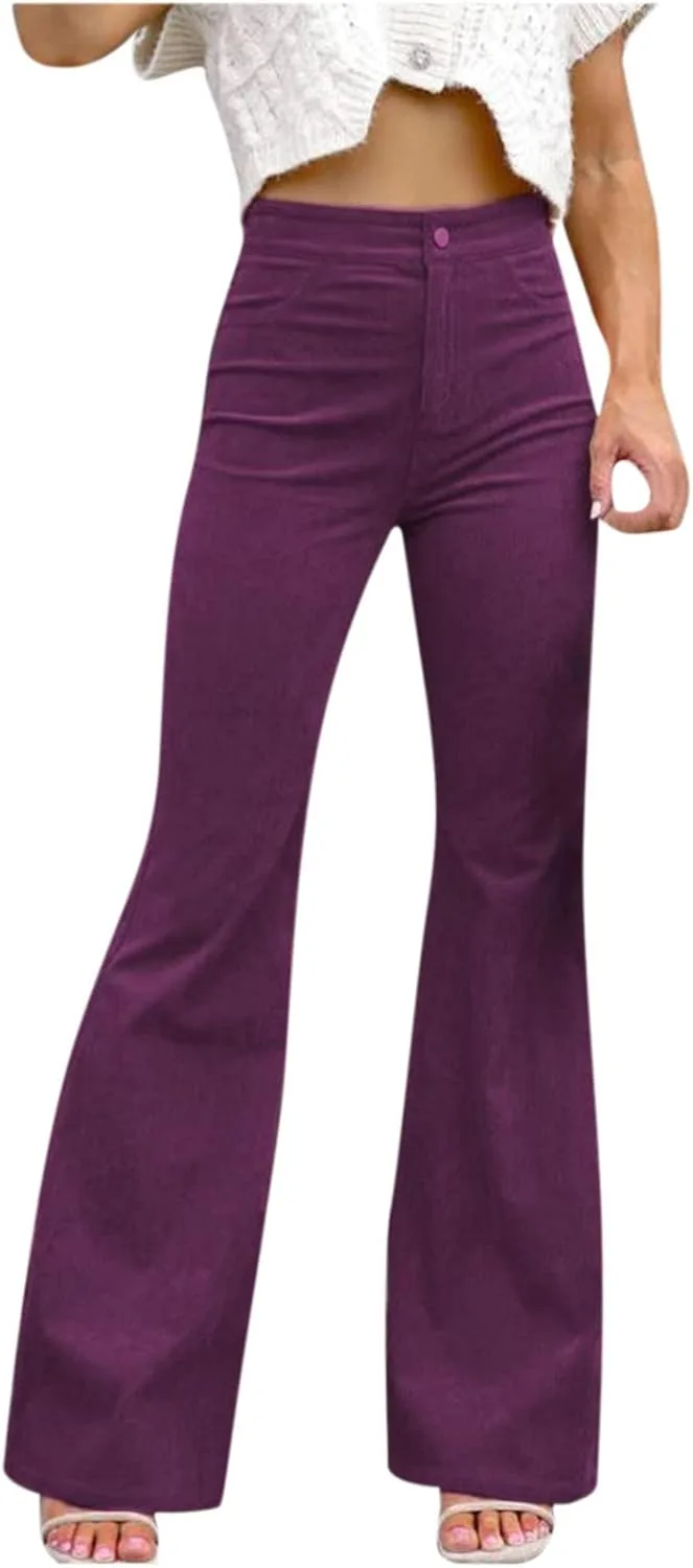 

NATHGAM женские джинсы-клеш скинни casual деним брюки сплошной цвет высокая посадка широкие штаны мешковатые джинсы stretchy bell bottom флейр