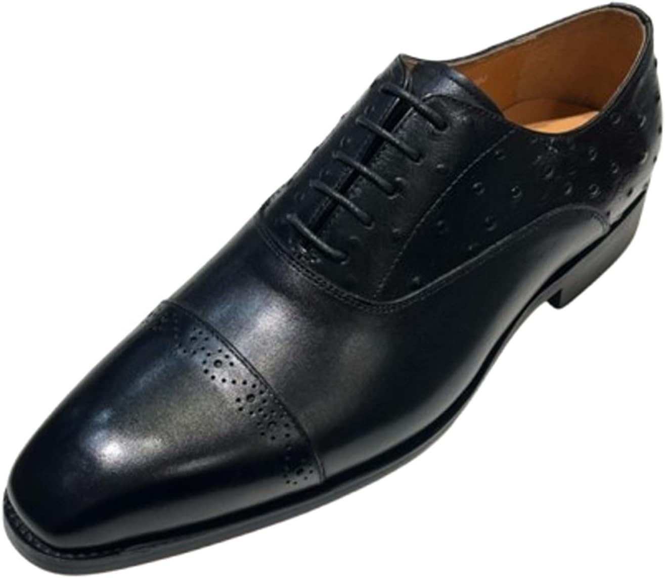 

Мужские туфли Santimon Oxfords - стильные и удобные дерби с носком из натуральной кожи для свадеб и делового повседневного образа, черный