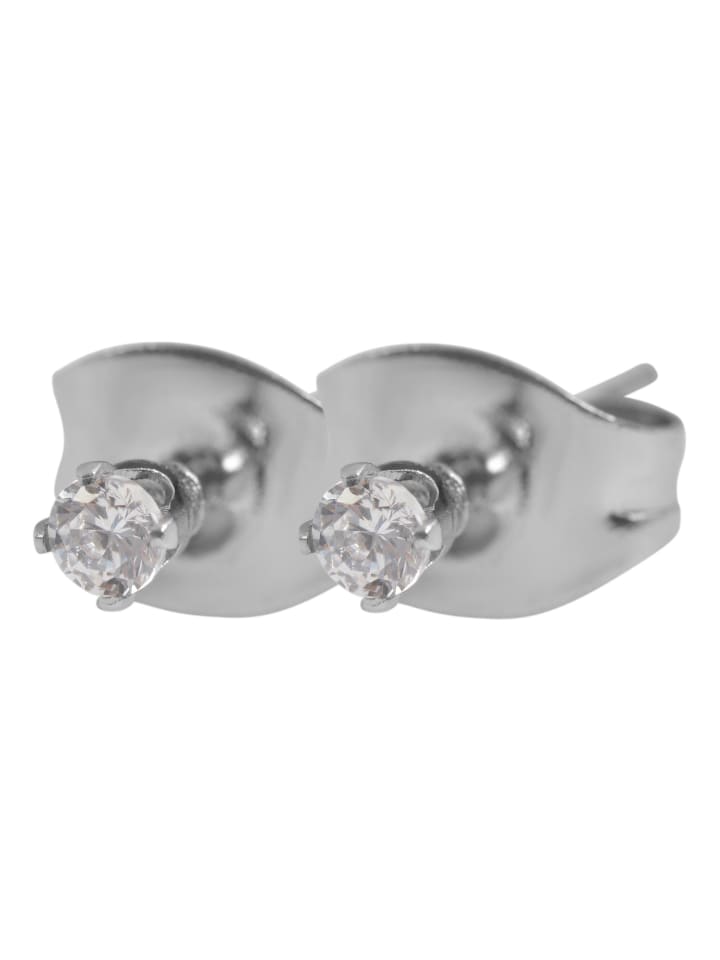 

Adeliás Серьги для девочек - серьги-гвоздики из нержавеющей стали с кубическим цирконием в серебряной оправе