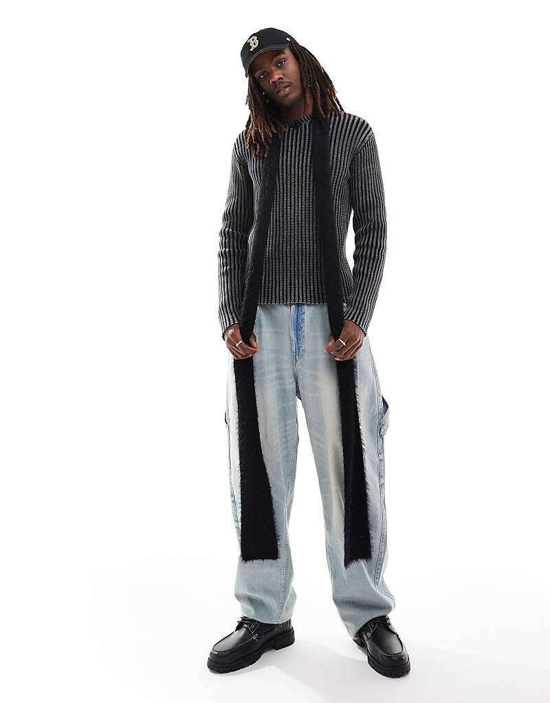 

Черный тонкий пушистый шарф ASOS DESIGN