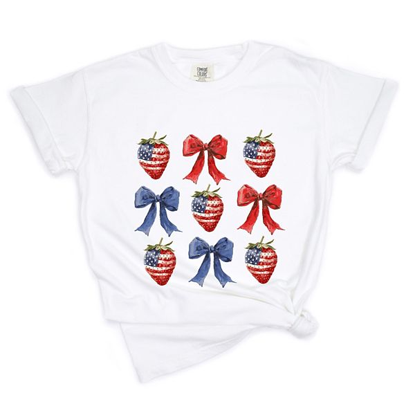 

Футболка Coquette с бантами и клубникой USA, окрашенная в готовом виде Simply Sage Market, White, Белый, Футболка Coquette с бантами и клубникой USA, окрашенная в готовом виде Simply Sage Market, White