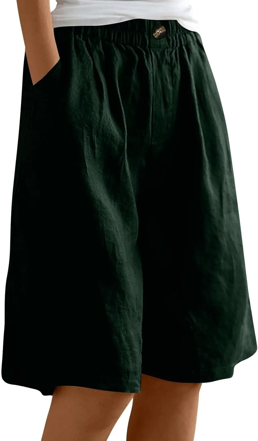 

Льняные бермуды для женщин с эластичным поясом