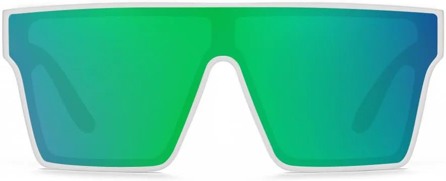 

Крупные солнцезащитные очки UV400 с поляризацией, дизайнерские, для мужчин и женщин, большие, плоские, квадратные, модные, с зеркальными линзами BINGKING, White Green