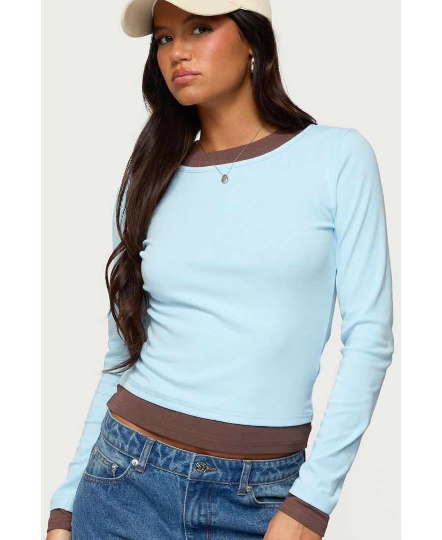 

Женская футболка с длинными рукавами и контрастным многослойным дизайном Edikted, Light-blue, Синий, Женская футболка с длинными рукавами и контрастным многослойным дизайном Edikted, Light-blue