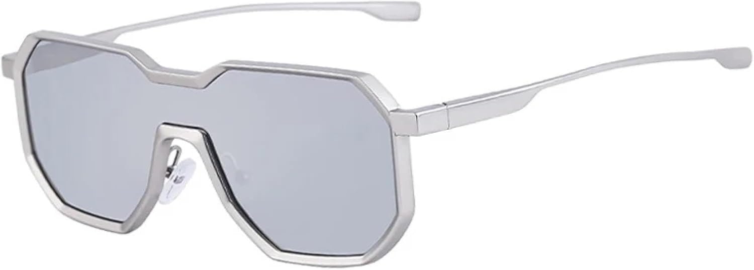 

Женские солнцезащитные очки неправильной формы, модные цельные, прозрачные, с градиентным зеркальным покрытием, защита от УФ-излучения UV400, мужские в стиле панк-метал TVTBBVV, Matte Silver Mirror