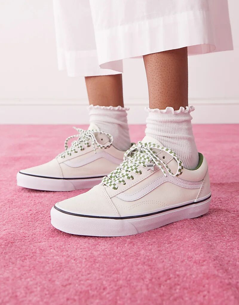 Кроссовки Vans Old Skool белого и зеленого цветов