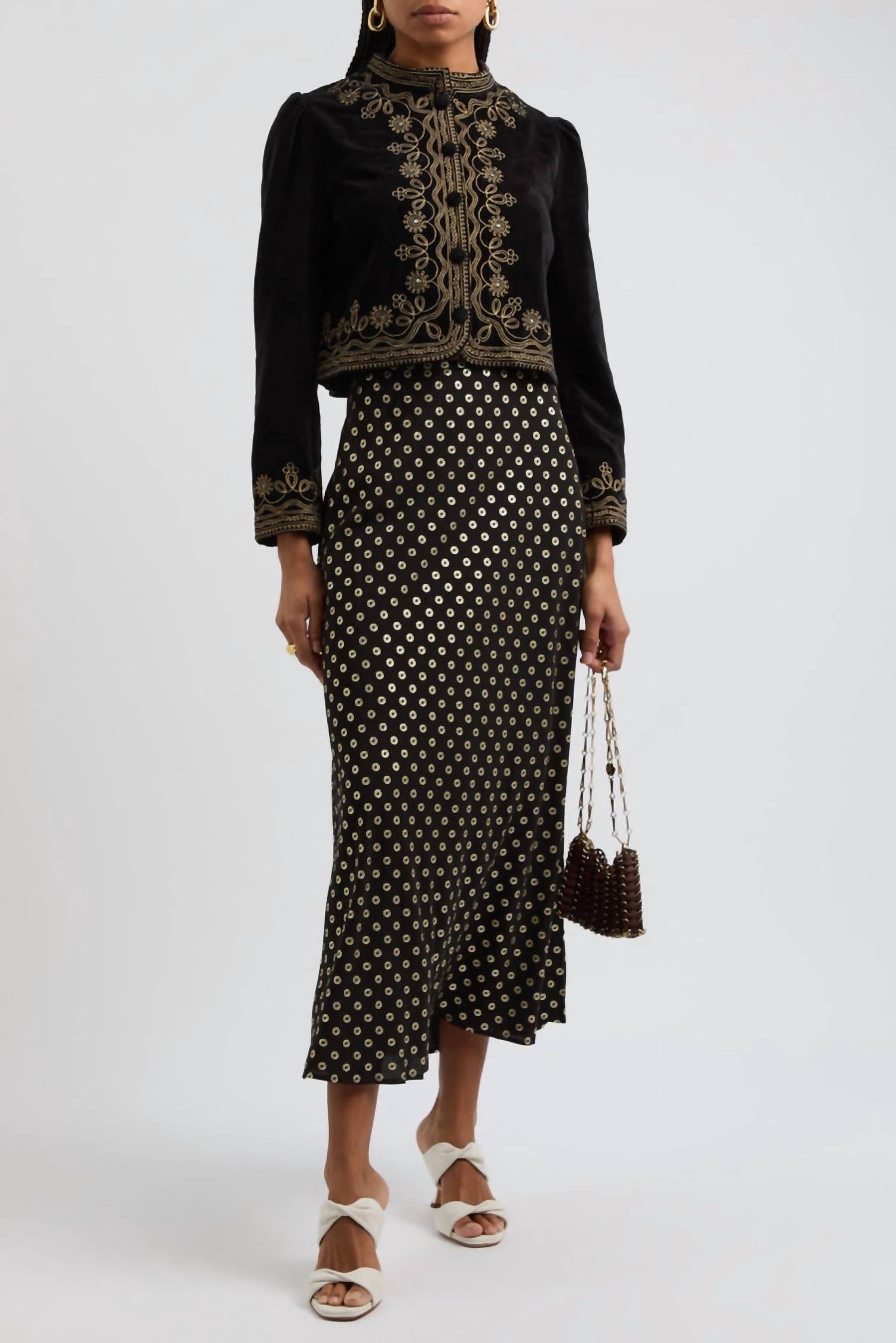 

Юбка Kelly в технике шибори золотая Rixo, золотой