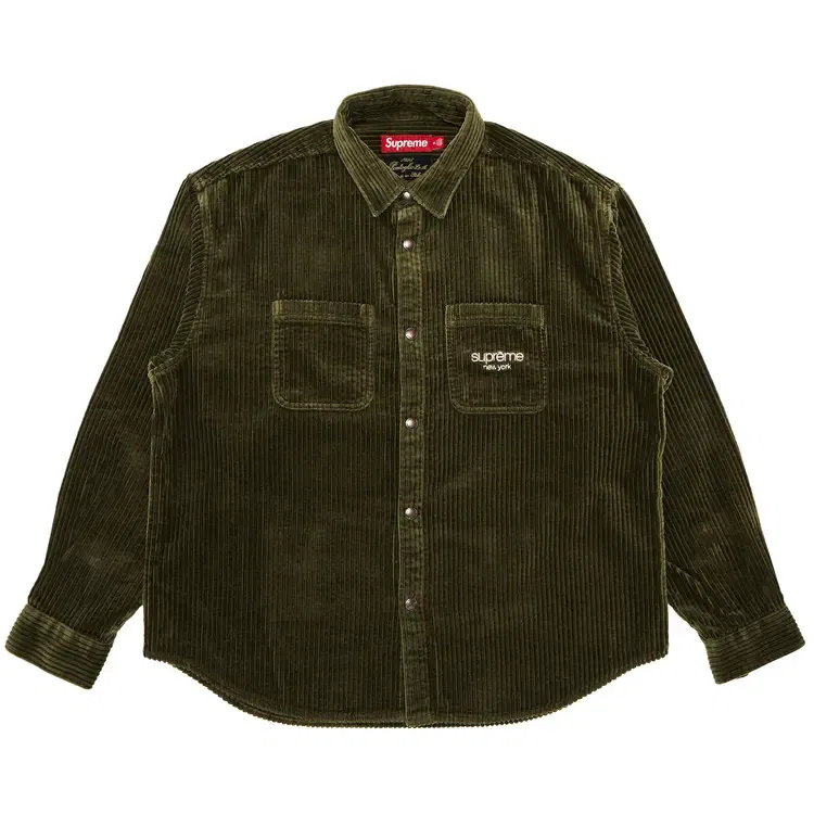 Рубашка из вельвета с застежками-кнопками Supreme Wide Wale, зеленый