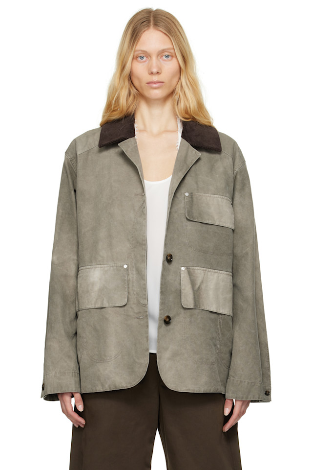 

Куртка с воротником из вельвета состаренная Stella Mccartney, цвет smoke