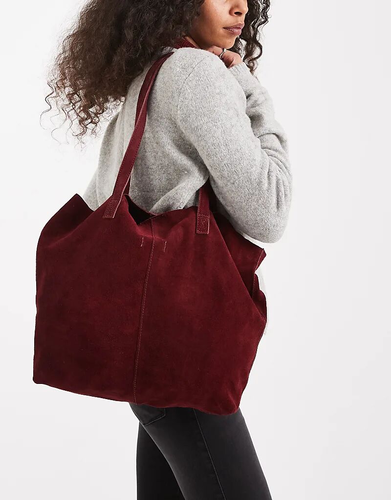 

Сумка-тоут Mango Teen из искусственной замши бордового цвета