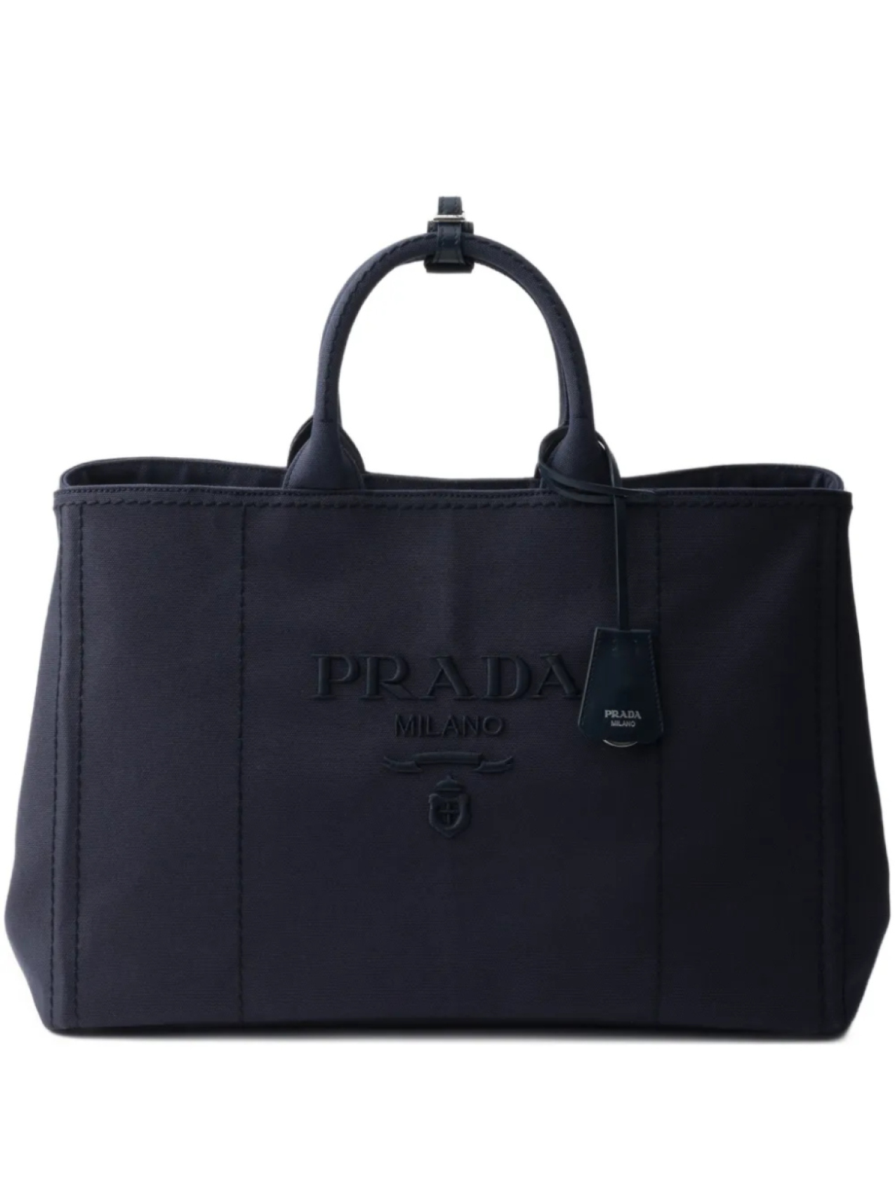 

Prada сумка-тоут с тисненым логотипом, синий