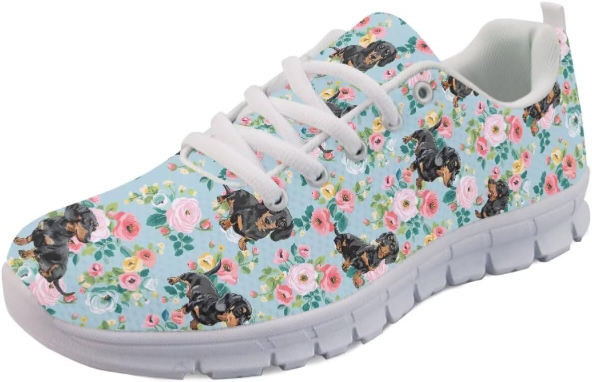 

Модные кроссовки низкие для бега для женщин и мужчин, теннисные, прогулочные, спортивные, фитнес-кроссовки, кроссовки для фестивалей Getelinseng, Dachshund Flower