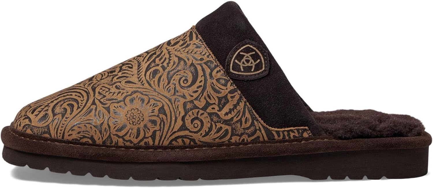 

Мужские сланцы ARIAT Silversmith с тиснением, выполненные из мягкой полной кожи, квадратный носок, для дома и улицы, коричневый