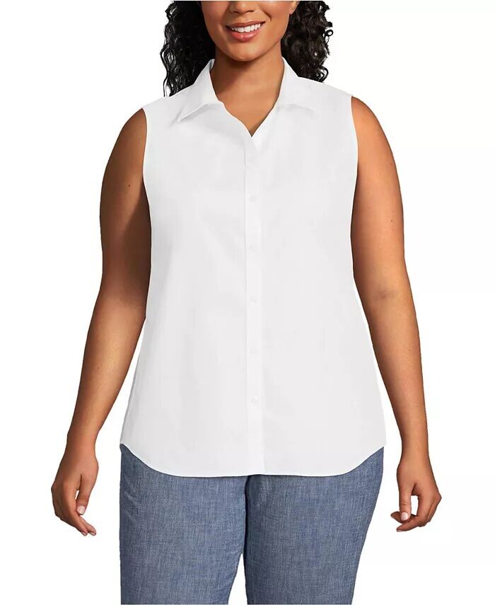 

Женская рубашка без рукавов No Iron Plus Size Lands' End, белый
