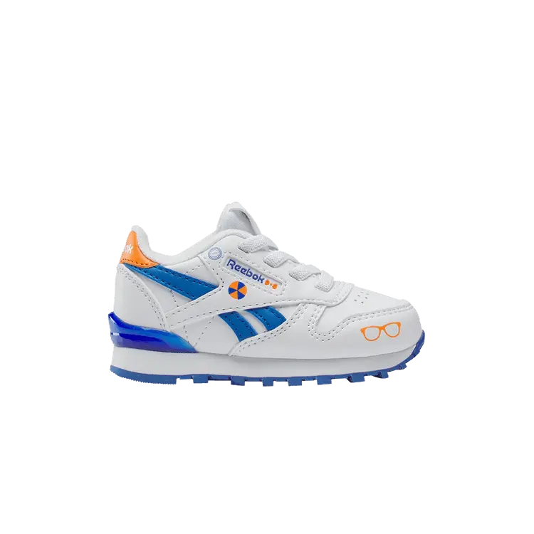 

Кроссовки Reebok Blippi x Classic Leather Step nFlash ToddlerWhite Blue Orange, белый