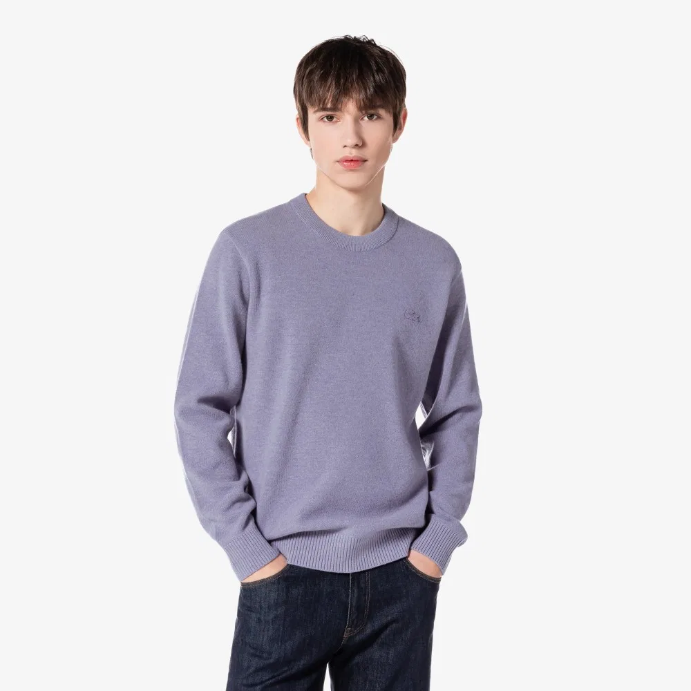 Мужской базовый пуловер с круглым вырезом светло-фиолетовый от Lacoste
