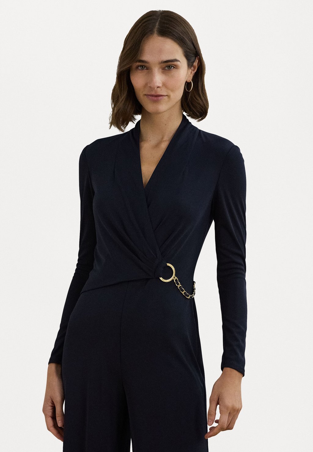 

Комбинезон CHAIN TRIM JERSEY SURPLICE JUMPSUIT Lauren Ralph Lauren, темно-синий