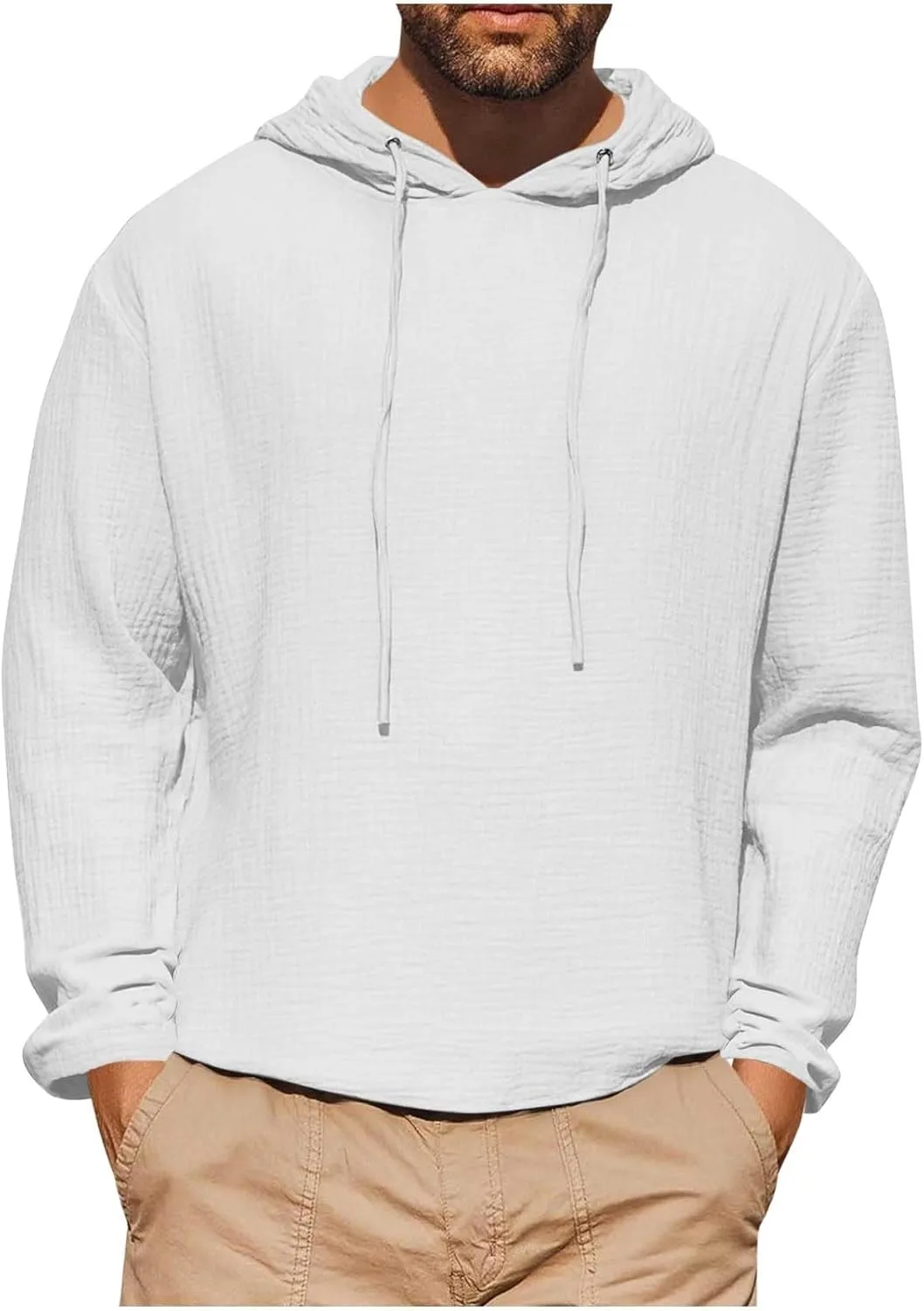 

Мужская хлопковая льняная толстовка с капюшоном для защиты от солнца