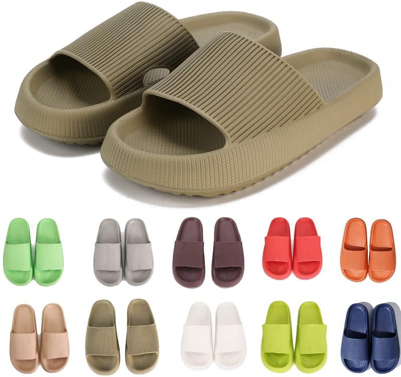 

Тапочки rosyclo Cloud для женщин и мужчин с массажной толстой подошвой, противоскользящие для душа, супер мягкие уютные тапочки для дома, для использования внутри и снаружи, зеленый