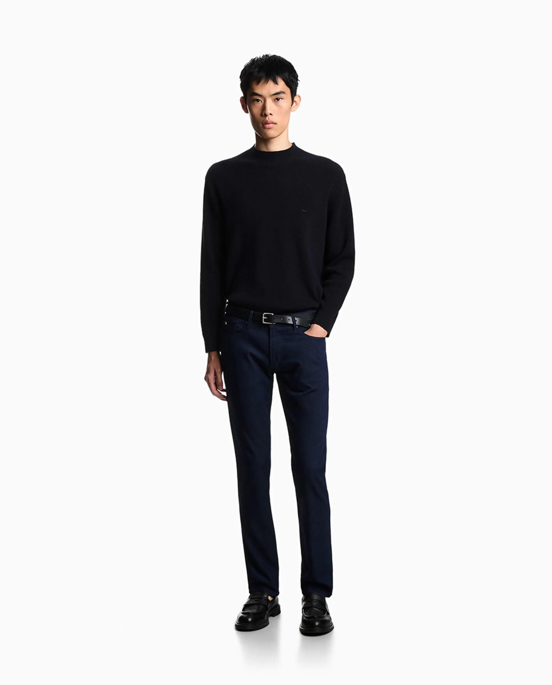 

Мужские джинсы J06 slim fit с пятью карманами и микроузором Emporio Armani, темно-синий