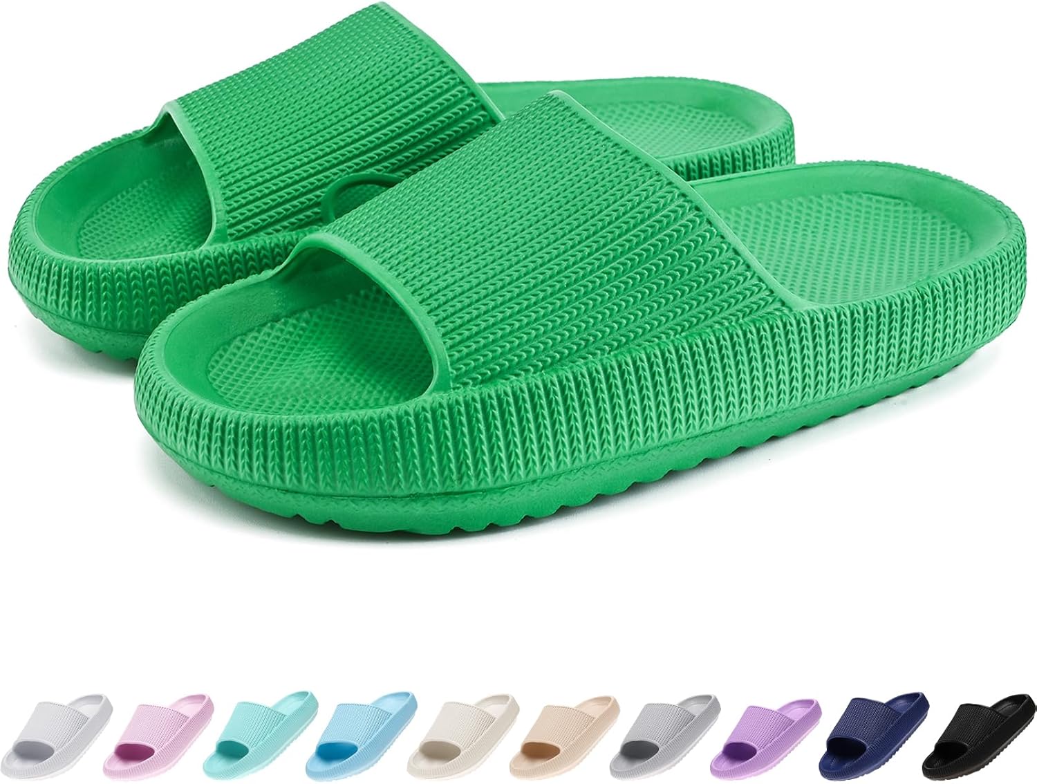 

Детские тапочки-подушечки rosyclo Cloud Slides, нескользящие, с открытым носком, мягкие, удобные, с толстой подошвой, для дома и улицы, зеленый