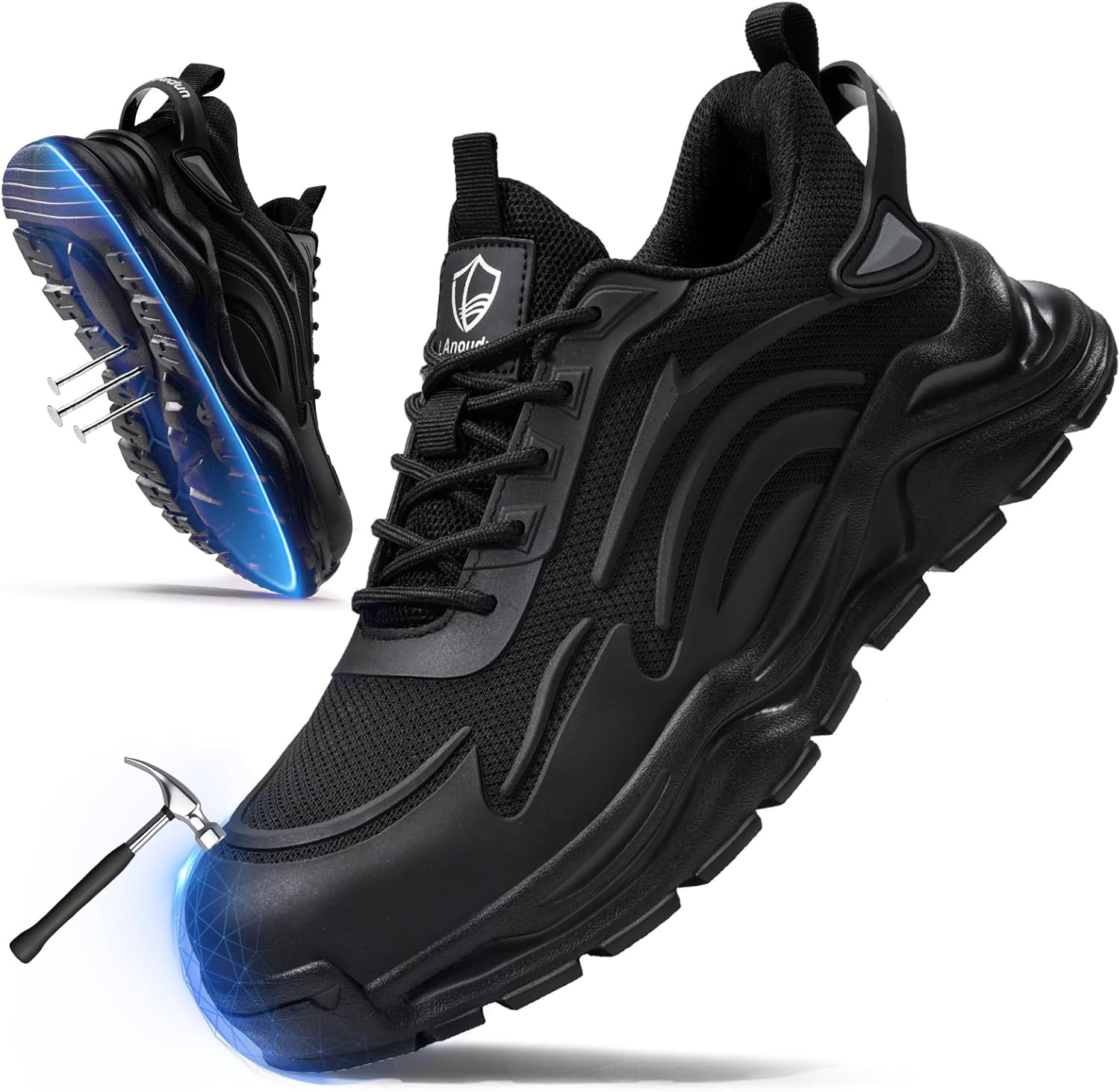 

Мужские ботинки с стальным носком, рабочая обувь для мужчин, стальные ботинки для строительства, дышащие кроссовки с защитой от ударов для склада, легкие безопасные неразрушимые кроссовки для промышленности Kgjianda, черный