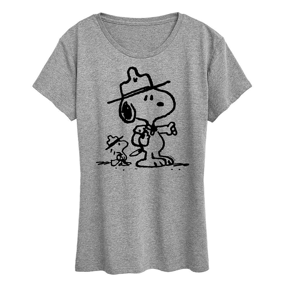 

Женская футболка с рисунком Peanuts Snoopy & Woodstock Scout Pals Licensed Character, цвет Heather Gray