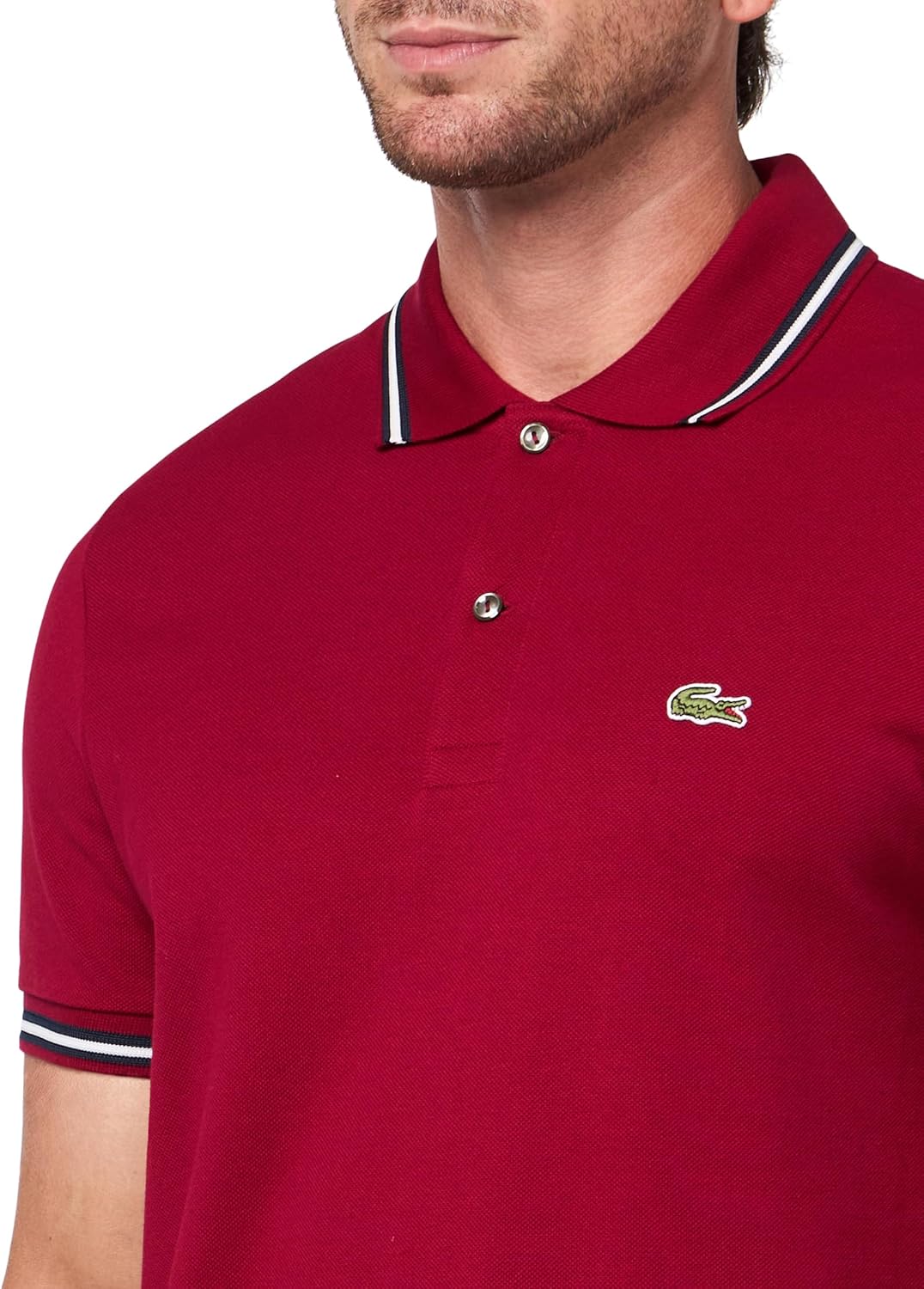 Lacoste мужская классическая футболка поло с отделкой L.12.12, Bordeaux — фото 3