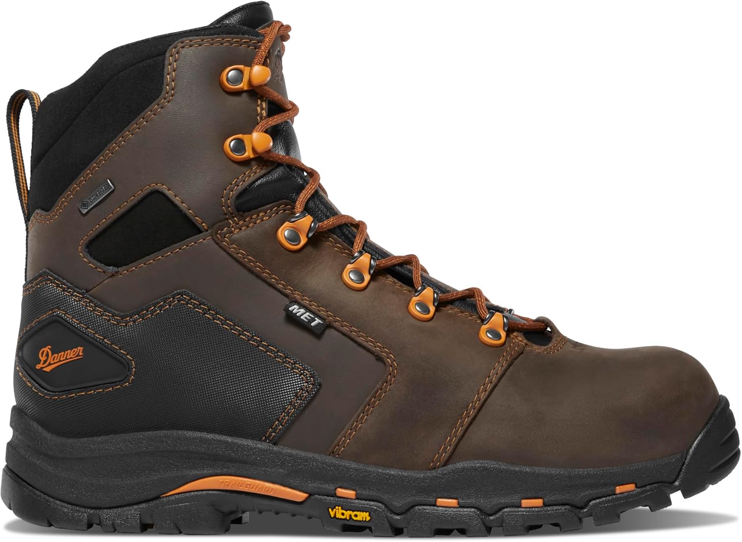 Мужские ботинки Danner Vicious с композитным носком 15 см - водонепроницаемая кожа с дышащей подкладкой Gore-Tex, система быстрого шнурования и подошва с каблуком против скольжения, оранжевый/коричневый — фото 3