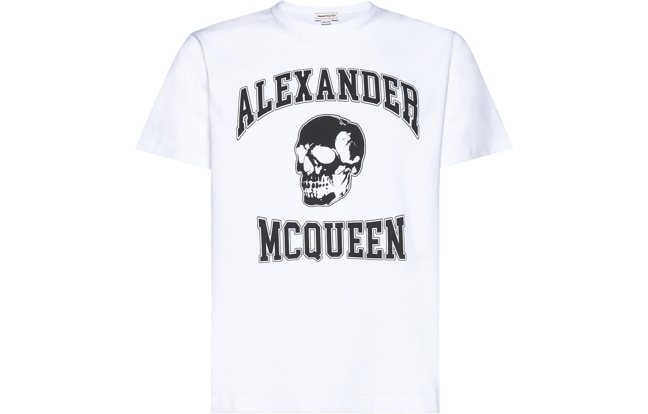 Футболка с принтом Alexander McQueen, белая — фото 2