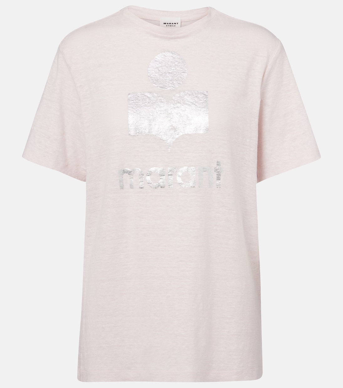

Футболка Zewel из льна с логотипом Marant Etoile, Light Pink/ Silver