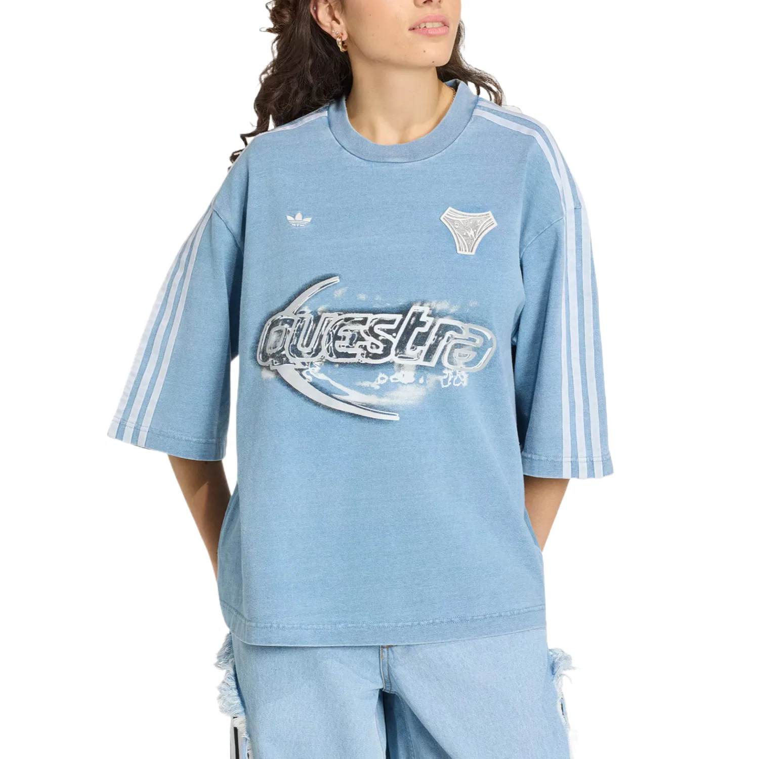 Футболка женская ADILENIUM Drop Shoulder Sleeve Adidas Originals, Light Blue — фото 3