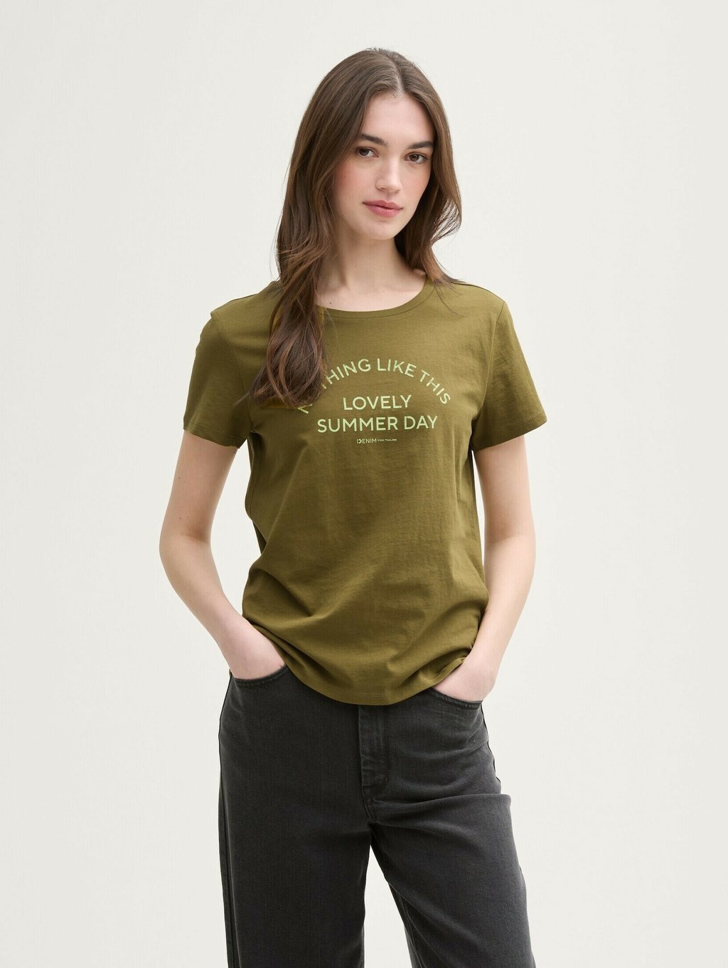 

Футболка с принтом BASIC PRINT TOM TAILOR DENIM, оливковый