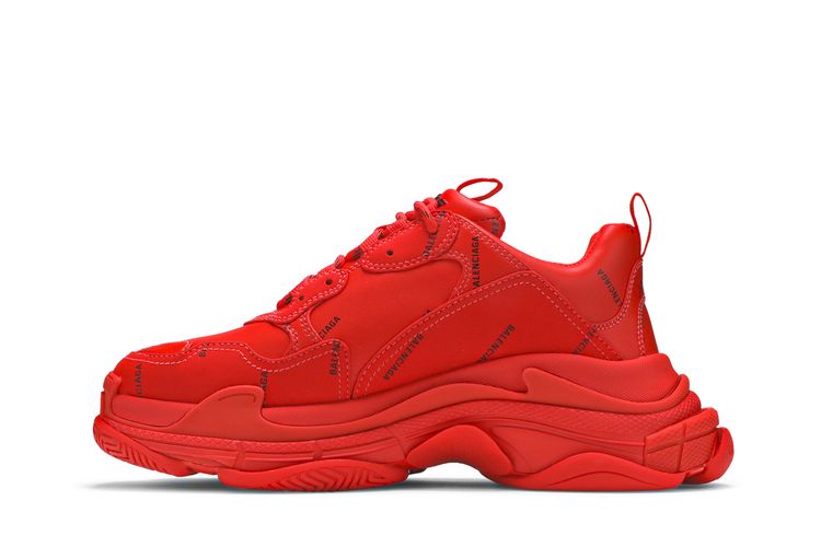 Кроссовки Balenciaga Triple S Sneaker 'Allover Logo - Red', красный — фото 3