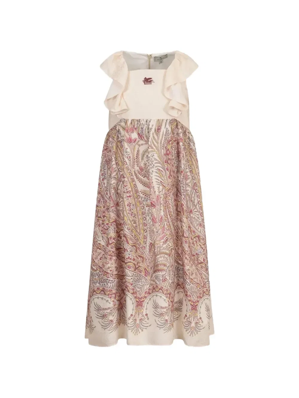 Платье с оборками и пейслийским принтом Etro Kids, бежевый