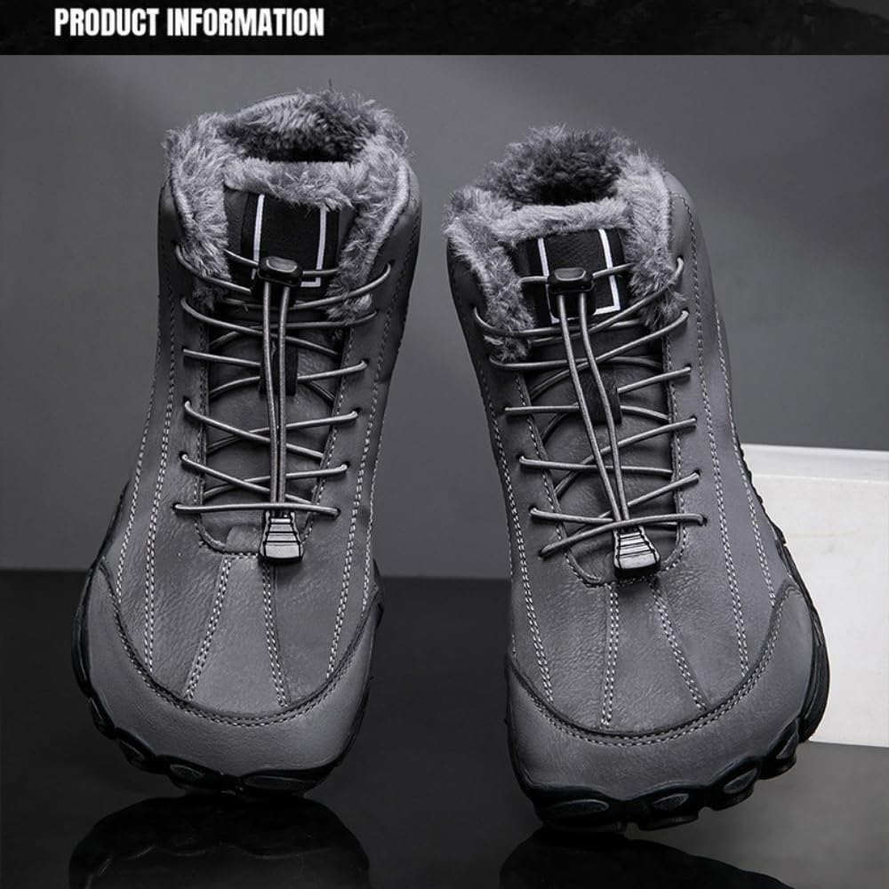 Мужские водонепроницаемые зимние ботинки Soft time TOY Snow Boots с меховой подкладкой, теплые, на щиколотке, с застежкой-молнией, удобные для ходьбы, серый — фото 4