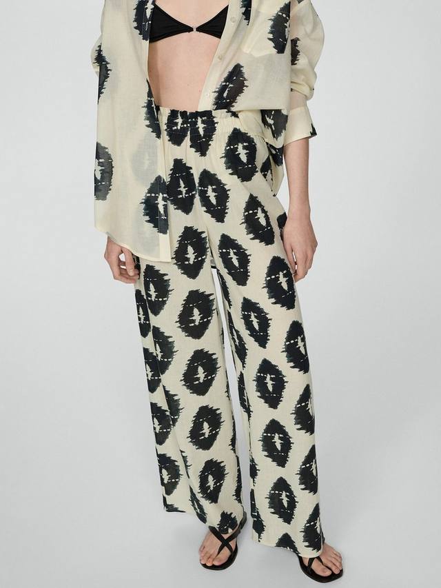 

Бренди широкие брюки Mango, цвет Cream/Black