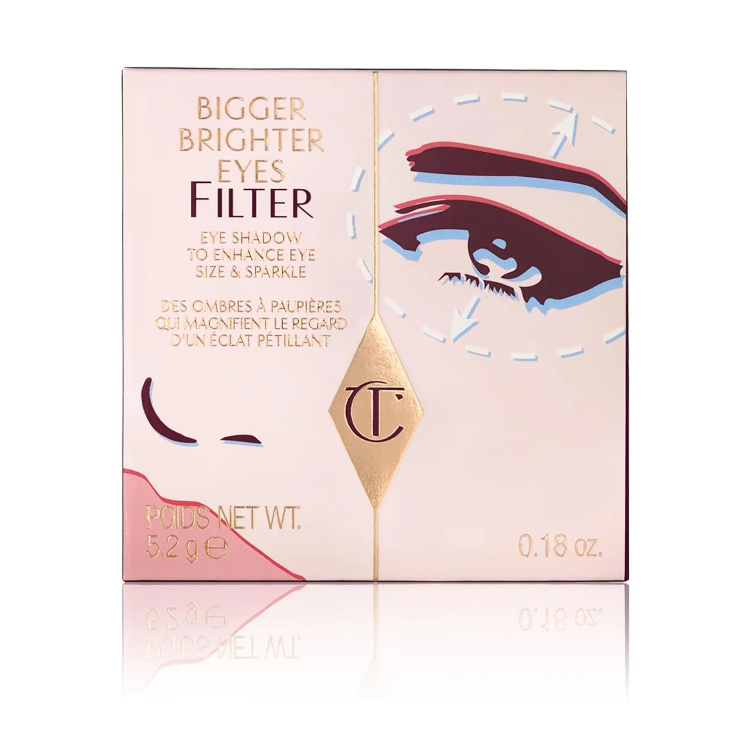 Палетка теней для век Charlotte Tilbury Bigger, Brighter Eyeshadow Palette - палетка мерцающих и матовых теней с насыщенной пудровой формулой - включает 4 взаимодополняющих оттенка - Exagger-Eyes, Exagger-eyes - Rose gold — фото 3