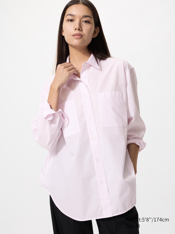 

Хлопковая рубашка оверсайз Uniqlo, 10 pink