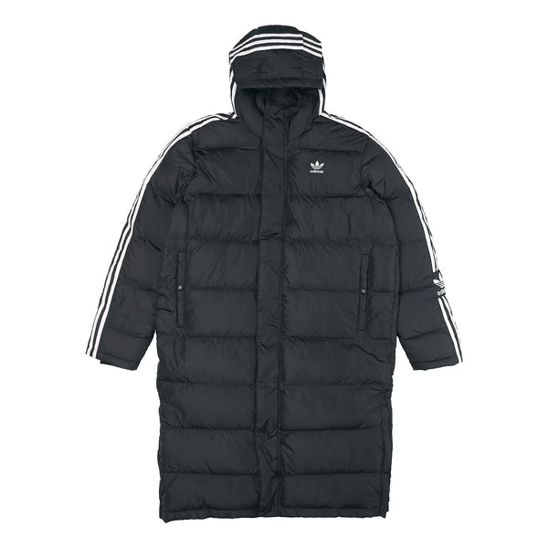 

Пуховик adidas originals Long Down Side Logo Printing mid-length Sports Down Jacket Black, черный