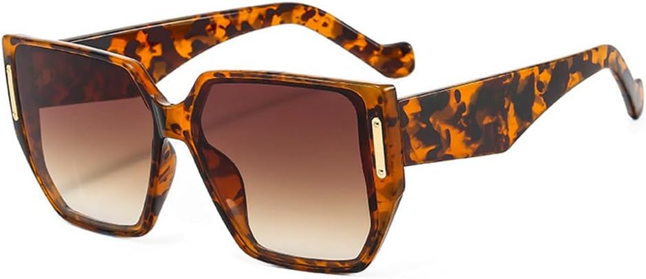 

Большие солнцезащитные очки неправильной формы для женщин с градиентным переходом цвета, защита от УФ-излучения UV400, ретро-очки для мужчин в стиле панк HCPIHF, Leopard Tea Gradient