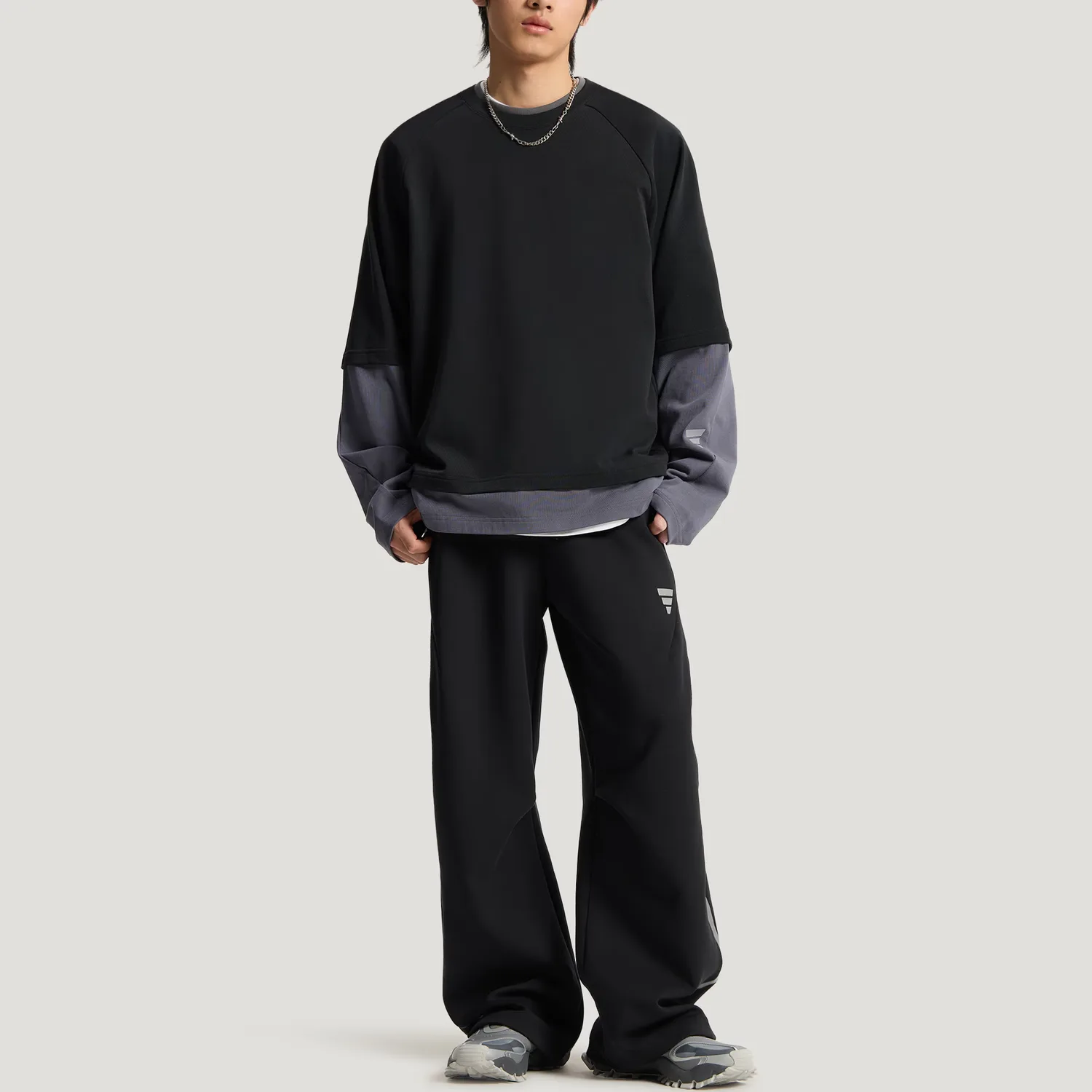 Футболка с длинным рукавом FOS для мужчин Adidas, черный/светло-серый — фото 4