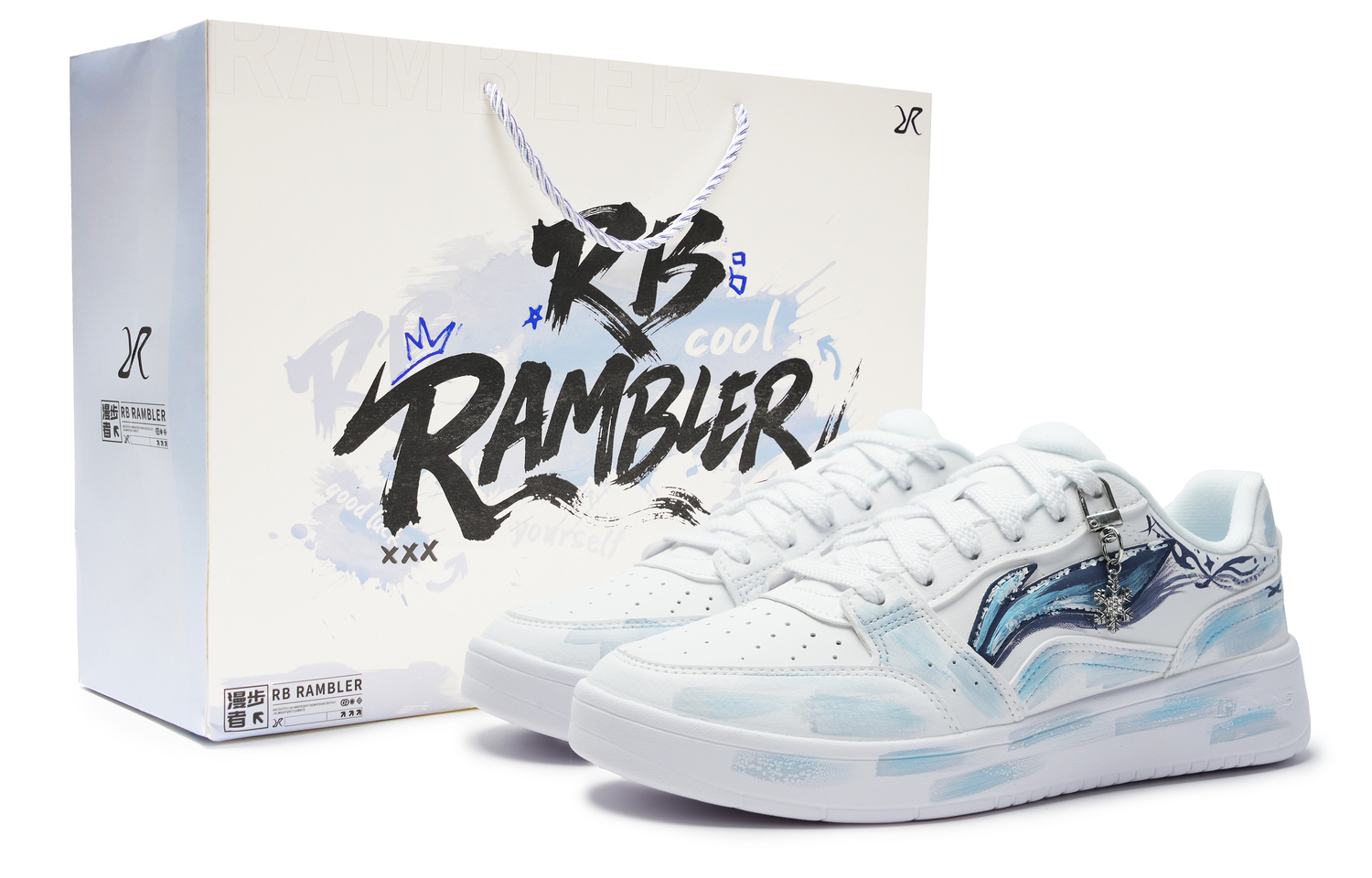 

Li-Ning Li Ning Sycee Абразивостойкие противоскользящие низкие кроссовки для скейтбординга мужские бело-синие