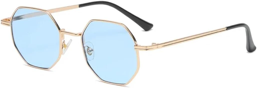 

Женские солнцезащитные очки, металлические солнцезащитные очки в винтажной оправе, мужские роскошные солнцезащитные очки с защитой от УФ-излучения UV400 TOIPASTN, Blue-gold