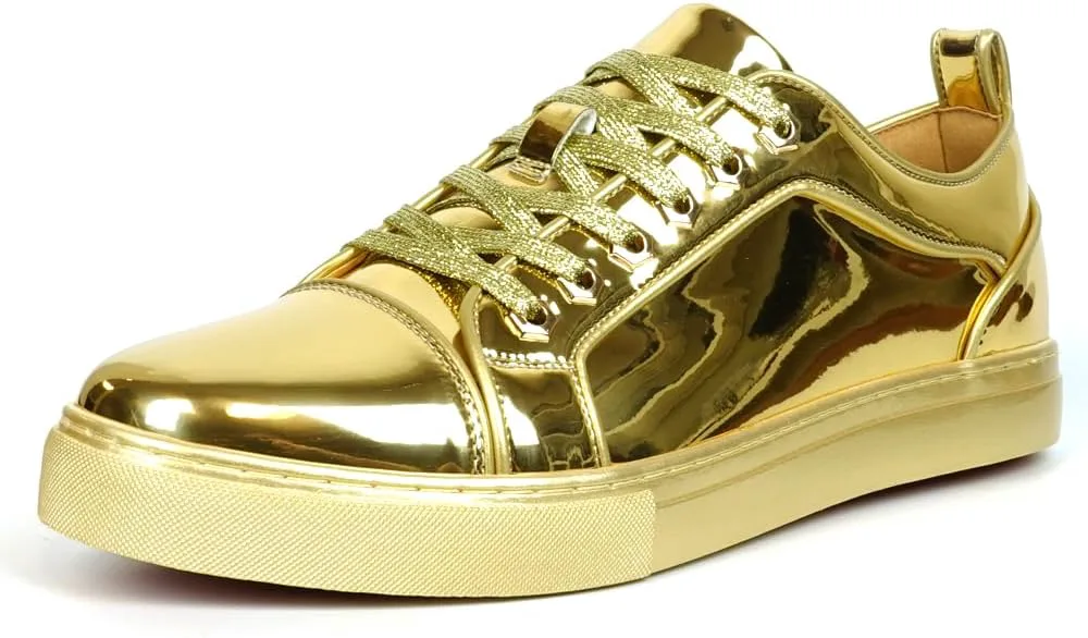 

FI-2415-2 Patent Leather Cap tor Lace up Sneaker Fiesso by Aurelio Garcia, золотой