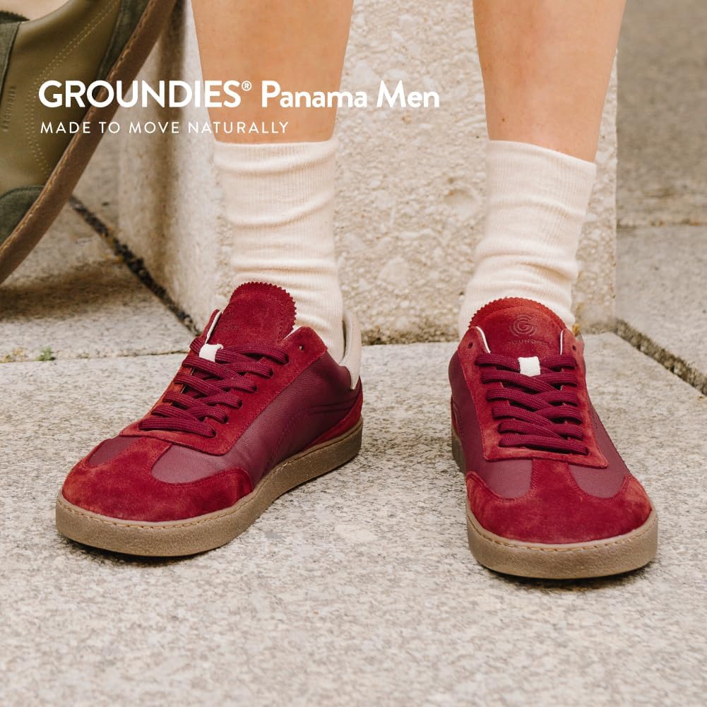 Мужские кроссовки GROUNDIES Panama и Panama XT для ходьбы: легкие, гибкие, с нулевым перепадом высоты подошвы и широким носком, Bordeaux — фото 2