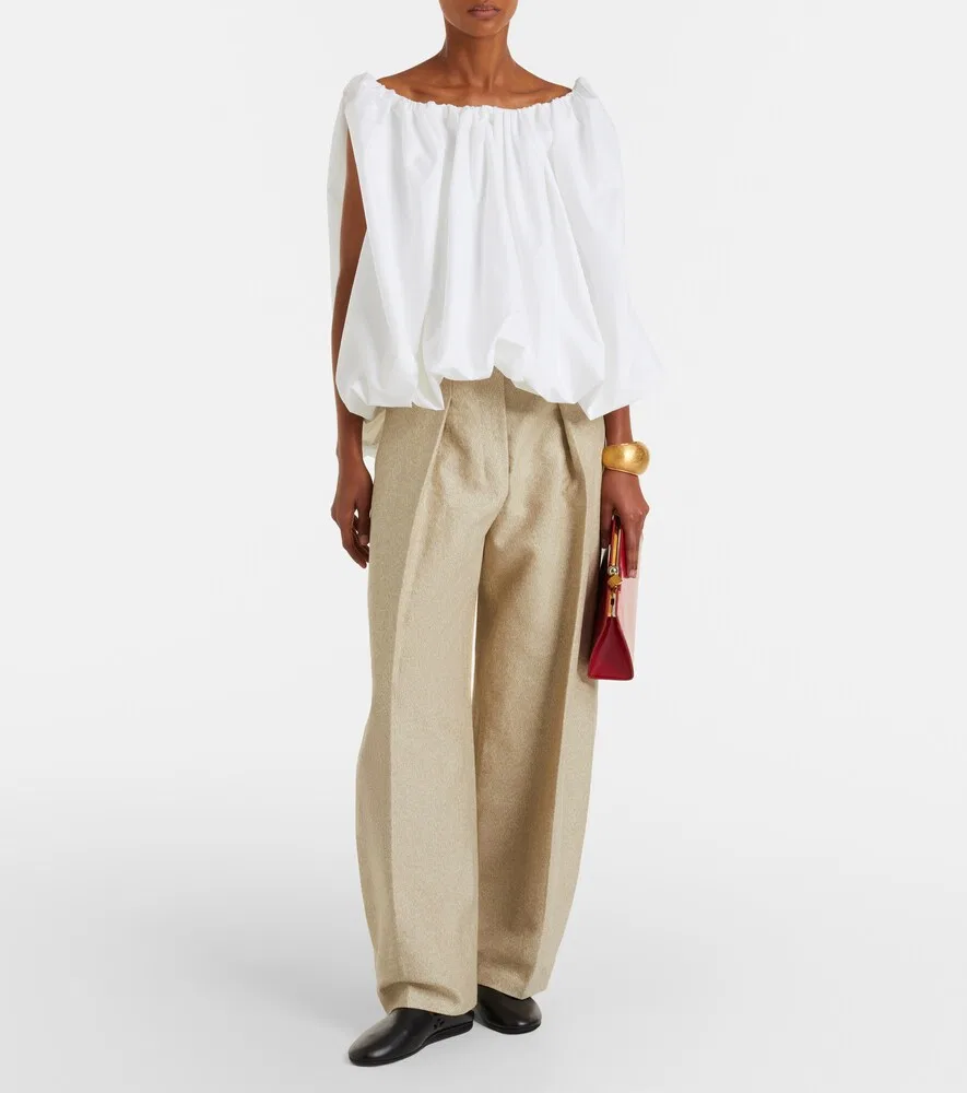 Брюки-бочонки Ovalo из хлопка и льна Jacquemus, бежевый — фото 2