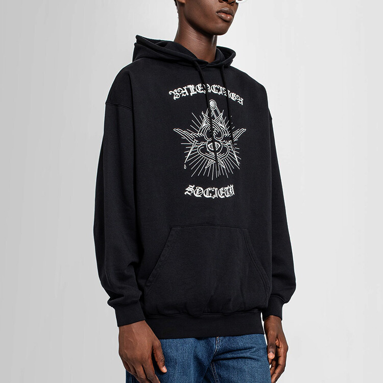 Худи Balenciaga Gothic Logo, черный — фото 3