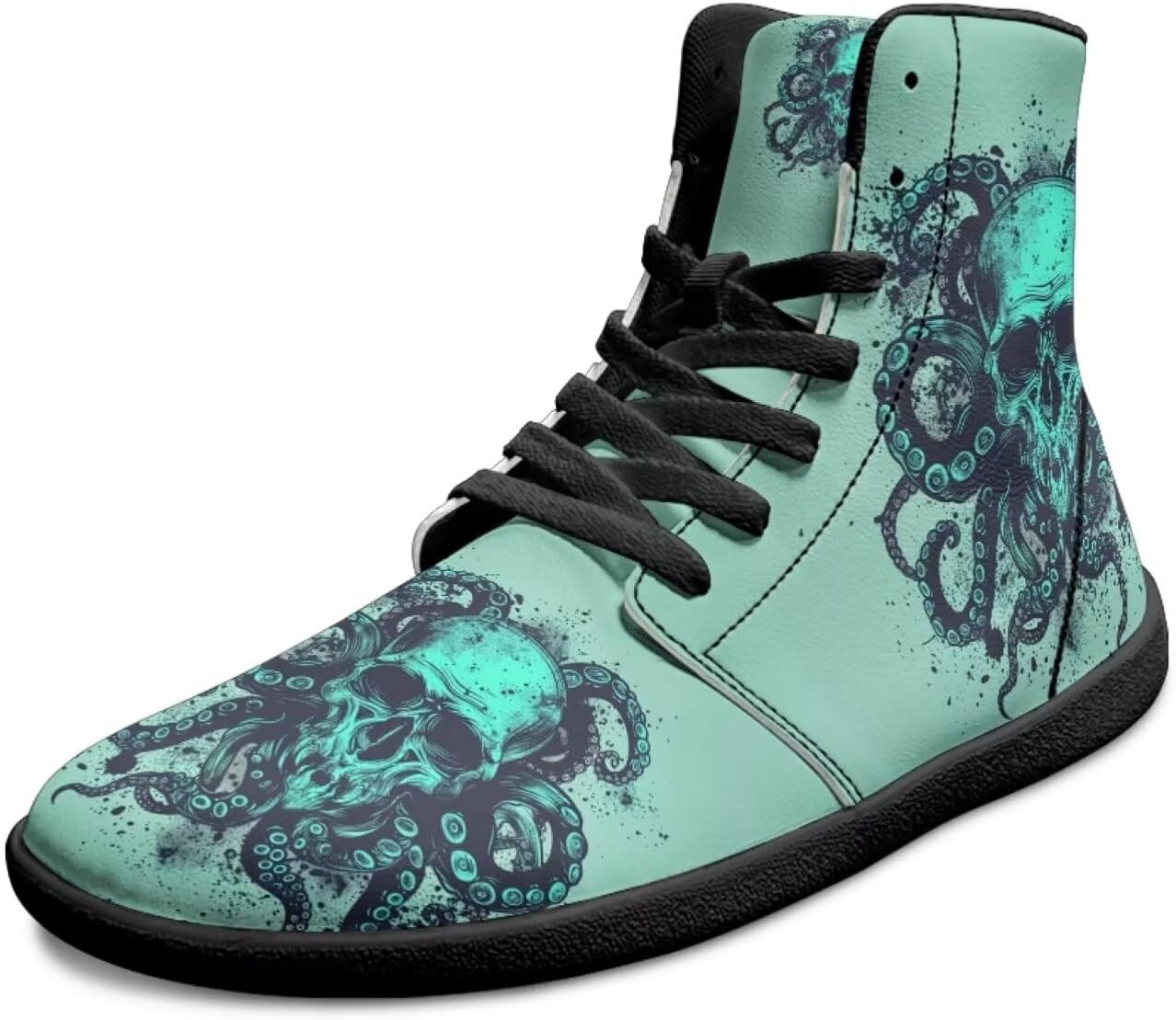 

Мужские высокие кроссовки с черепом, с широкой ноской, противоскользящие, повседневные, дышащие для ходьбы Xixirimido, зеленый